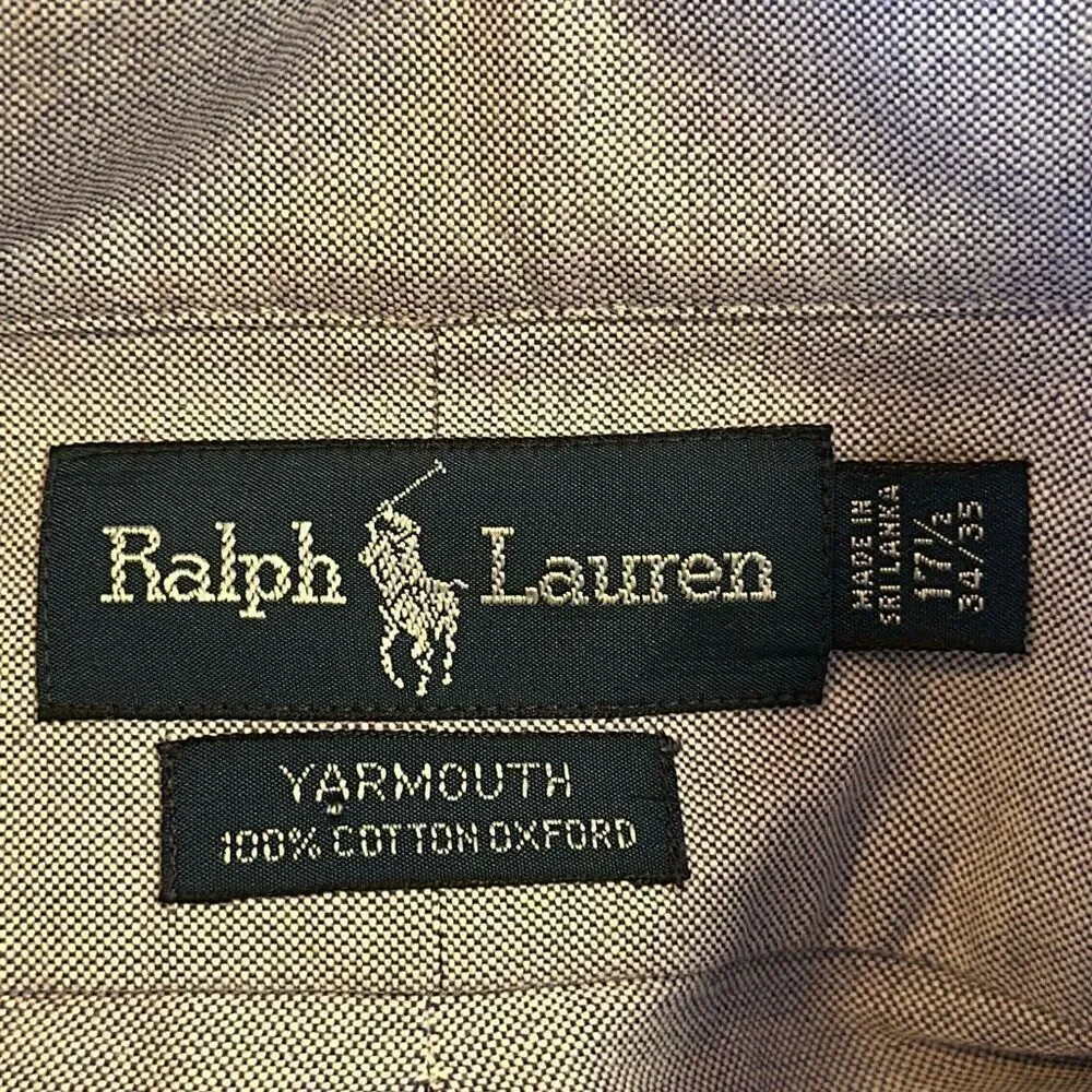 Ralph Lauren Color Pony Yarmouth Cotton Oxford Dress Shirt Purple Mens 17 1/2 34